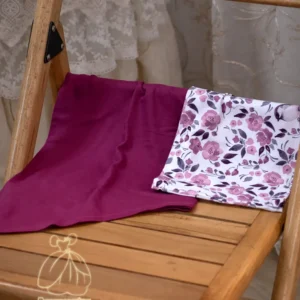 مقنعه سرخابی با هد گلدار