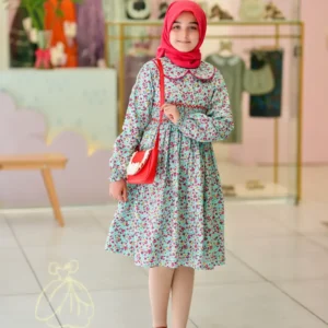 پیراهن مدل نرگس زمینه فیروزه‌ای